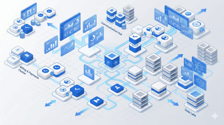 scalable SaaS platform illustrated with modular cloud software growth